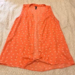 Flamingo sheer tank cover up